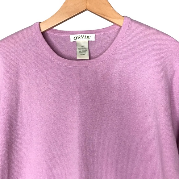Medium Light Purple Orvis 100% Cashmere Crew Neck Sweater Pullover Mauve - Picture 2 of 9